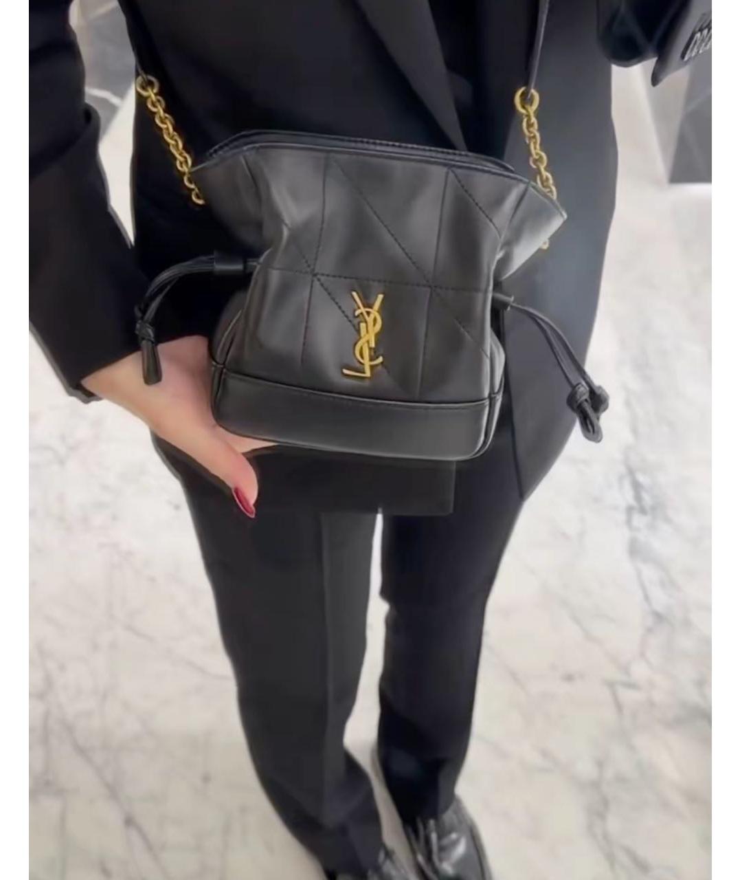 SAINT LAURENT Черная кожаная сумка через плечо, фото 6