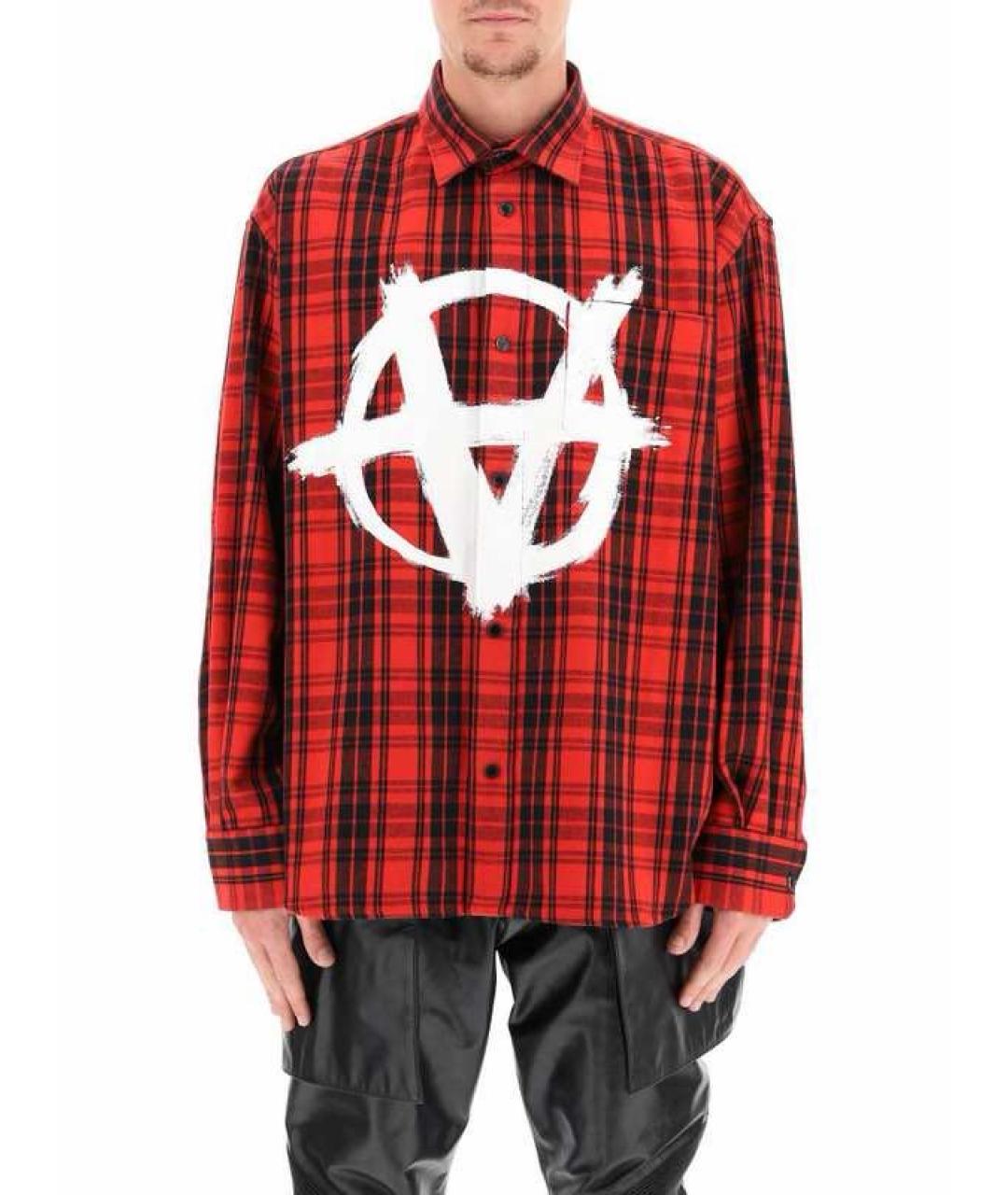 VETEMENTS Красная хлопковая кэжуал рубашка, фото 6