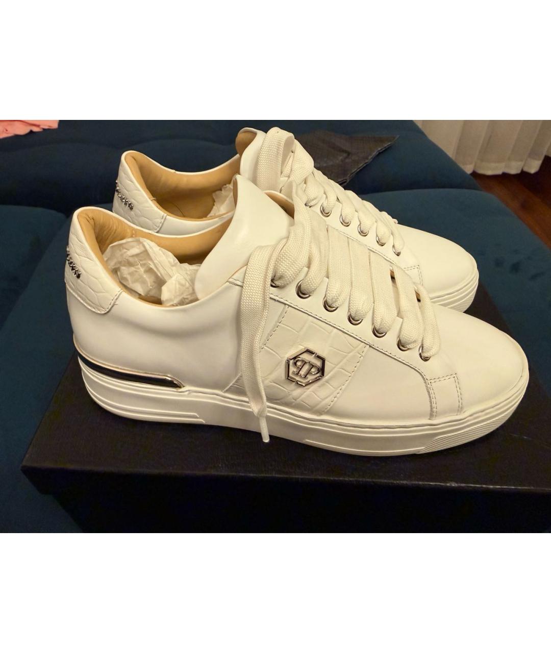 PHILIPP PLEIN Белые кожаные кеды, фото 7