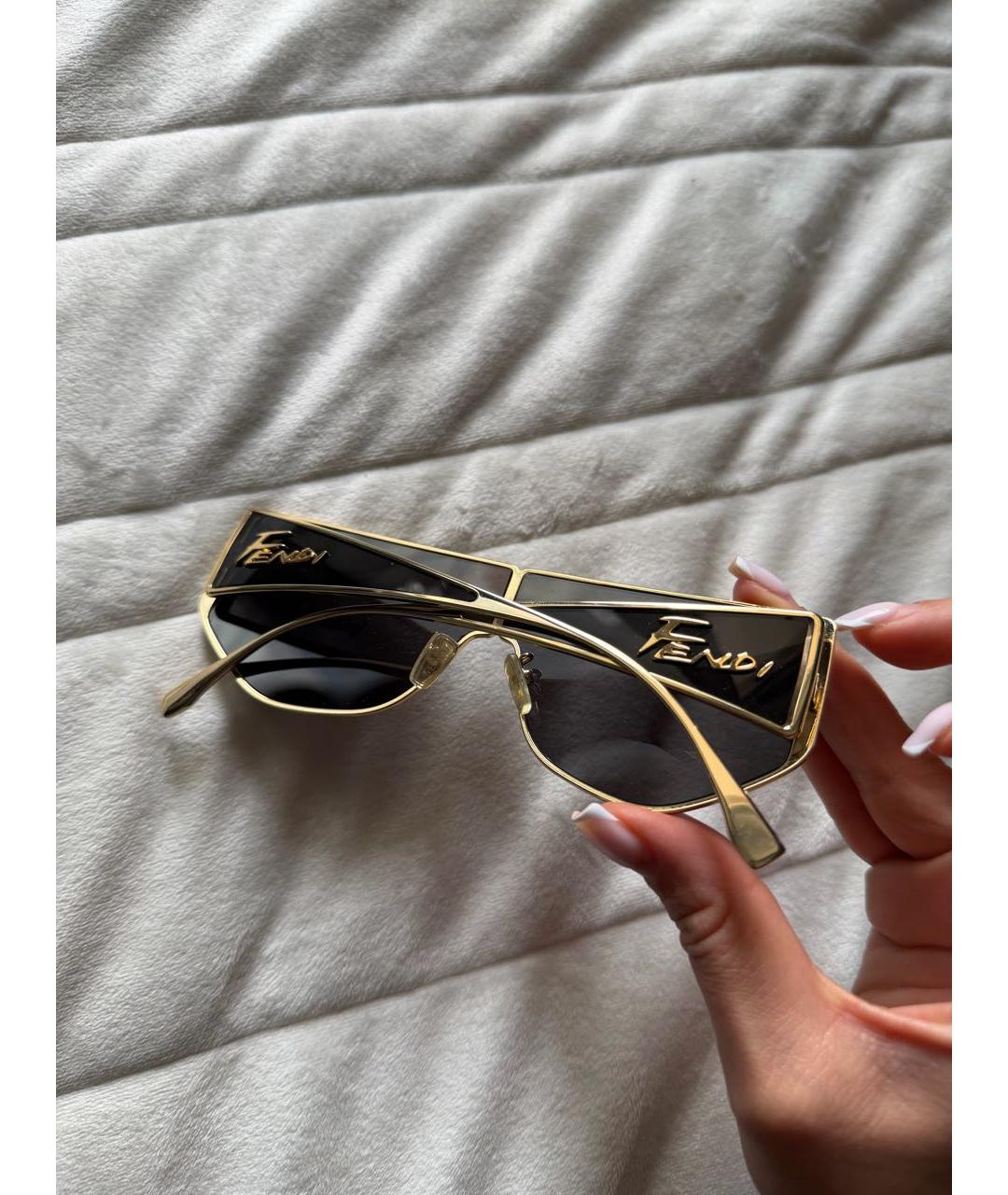 FENDI Черные металлические солнцезащитные очки, фото 3