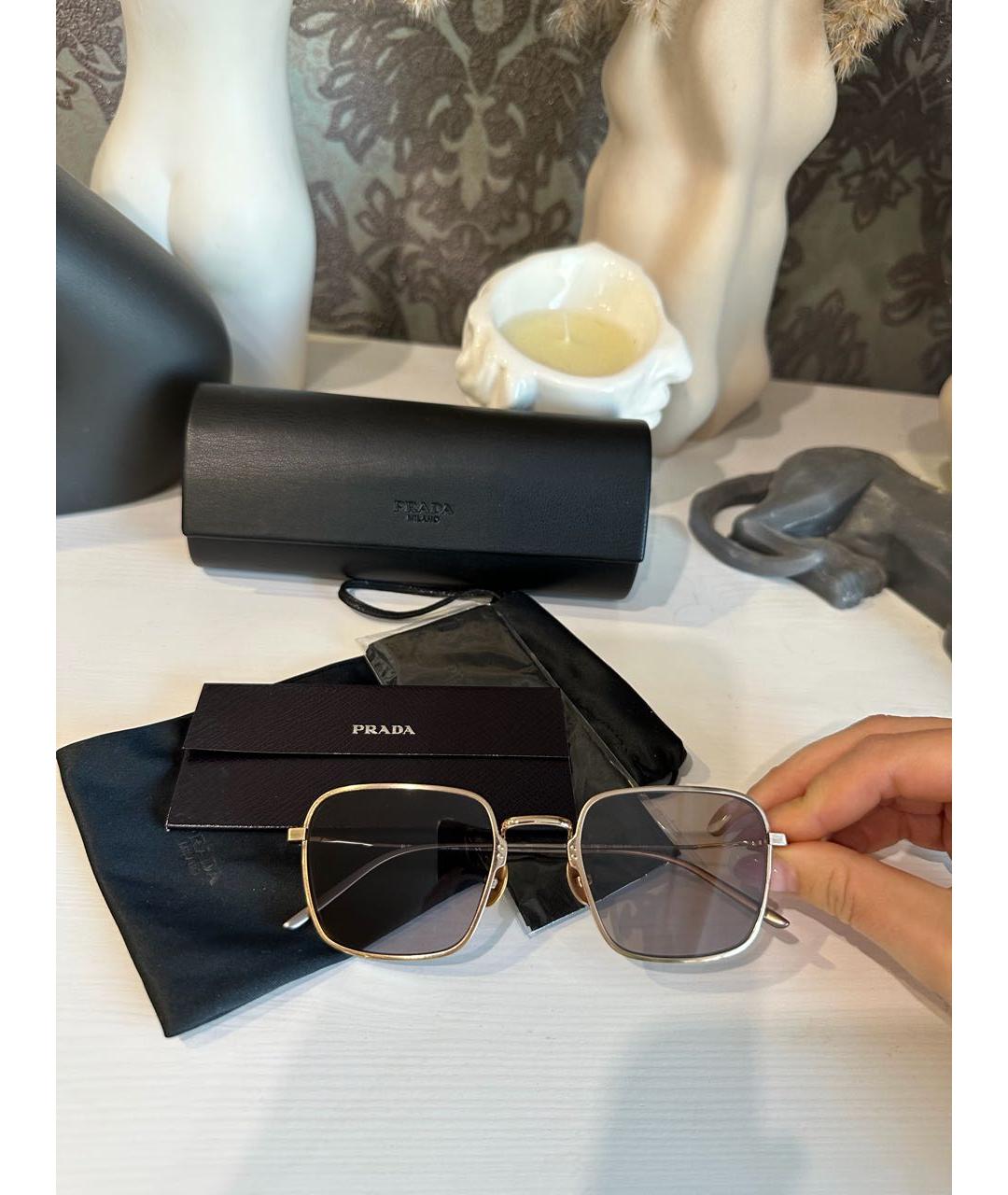 PRADA Коричневые металлические солнцезащитные очки, фото 4