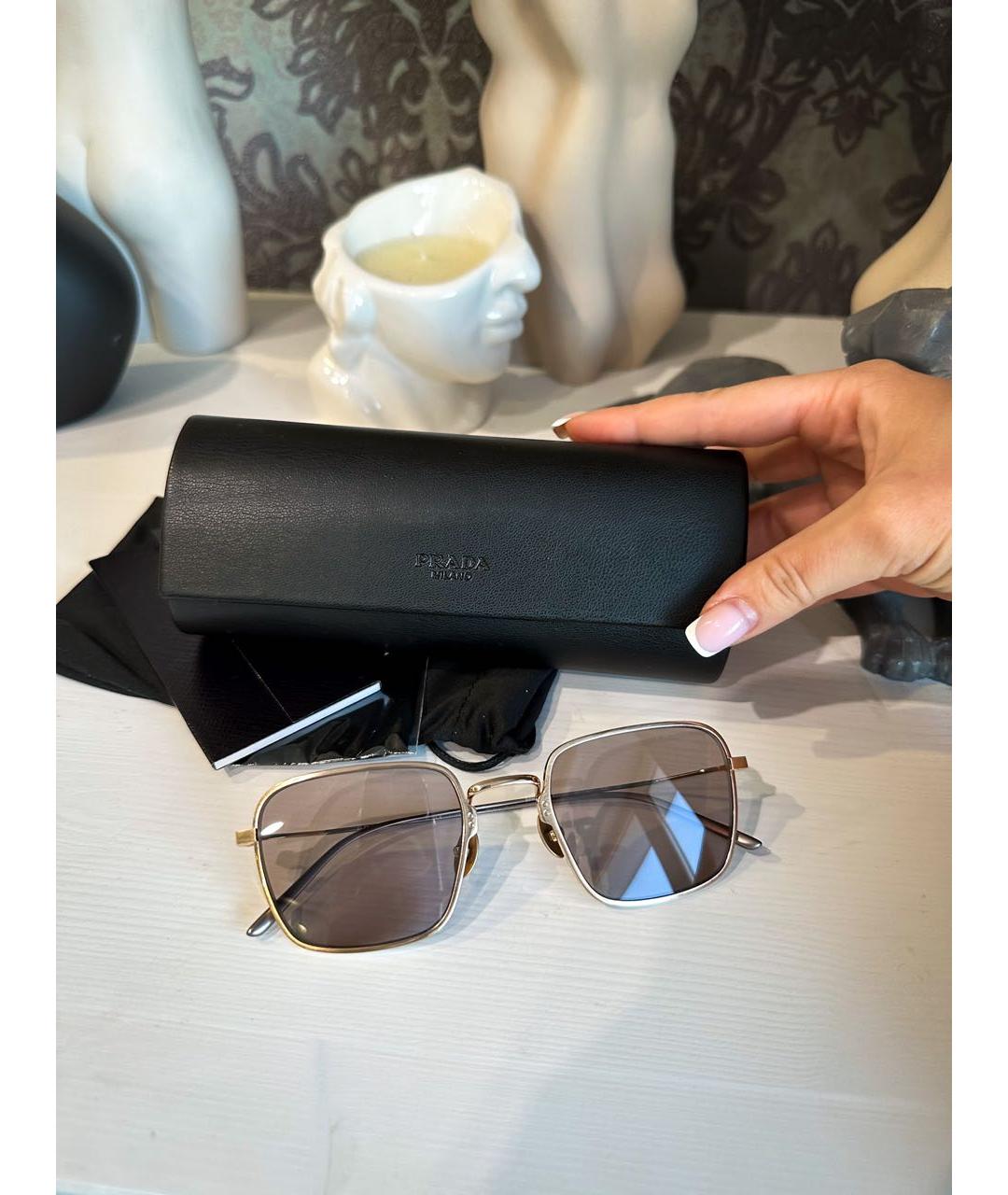 PRADA Коричневые металлические солнцезащитные очки, фото 6