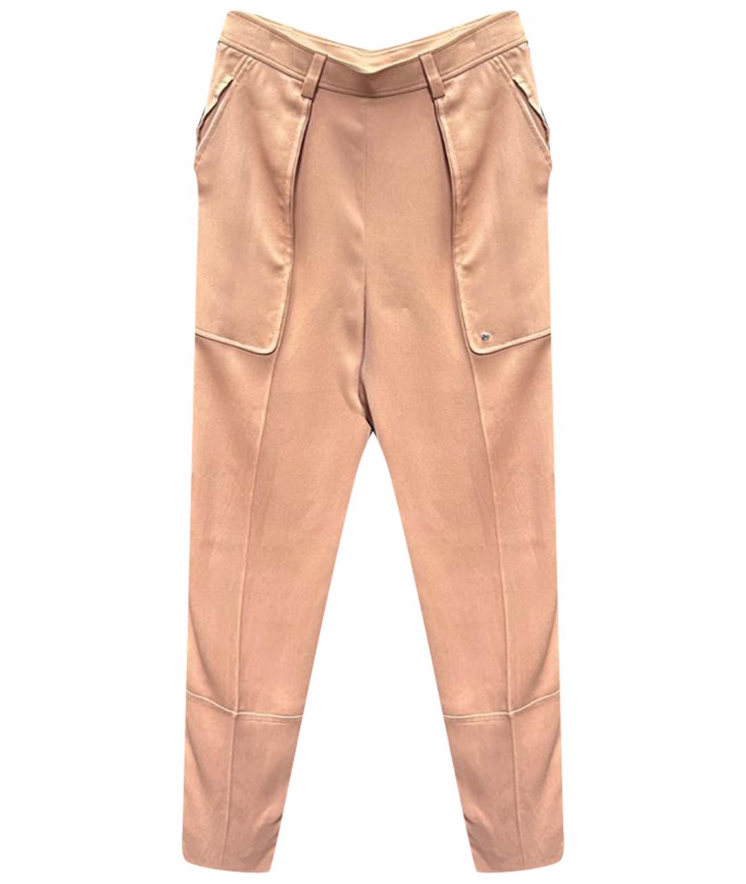 HERMES Коралловые вискозные прямые брюки, фото 1