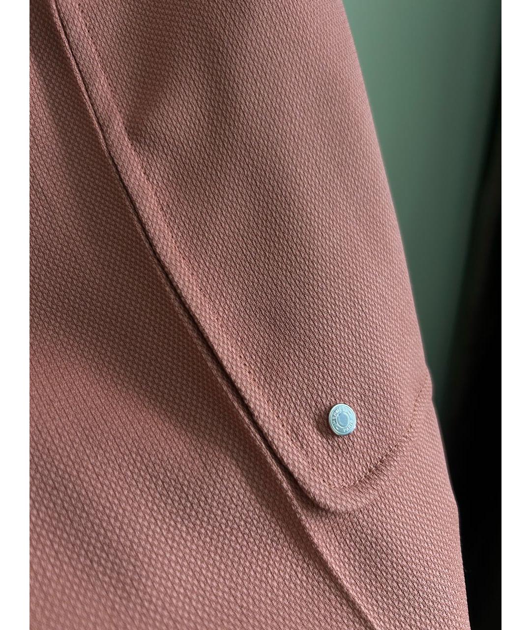 HERMES Коралловые вискозные прямые брюки, фото 6