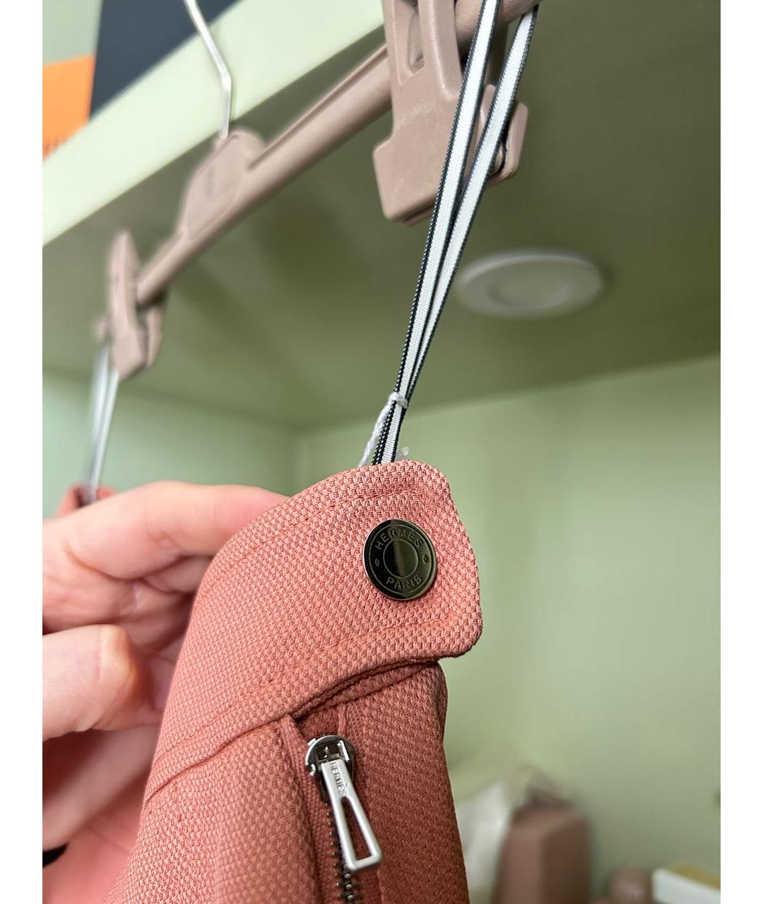 HERMES Коралловые вискозные прямые брюки, фото 7