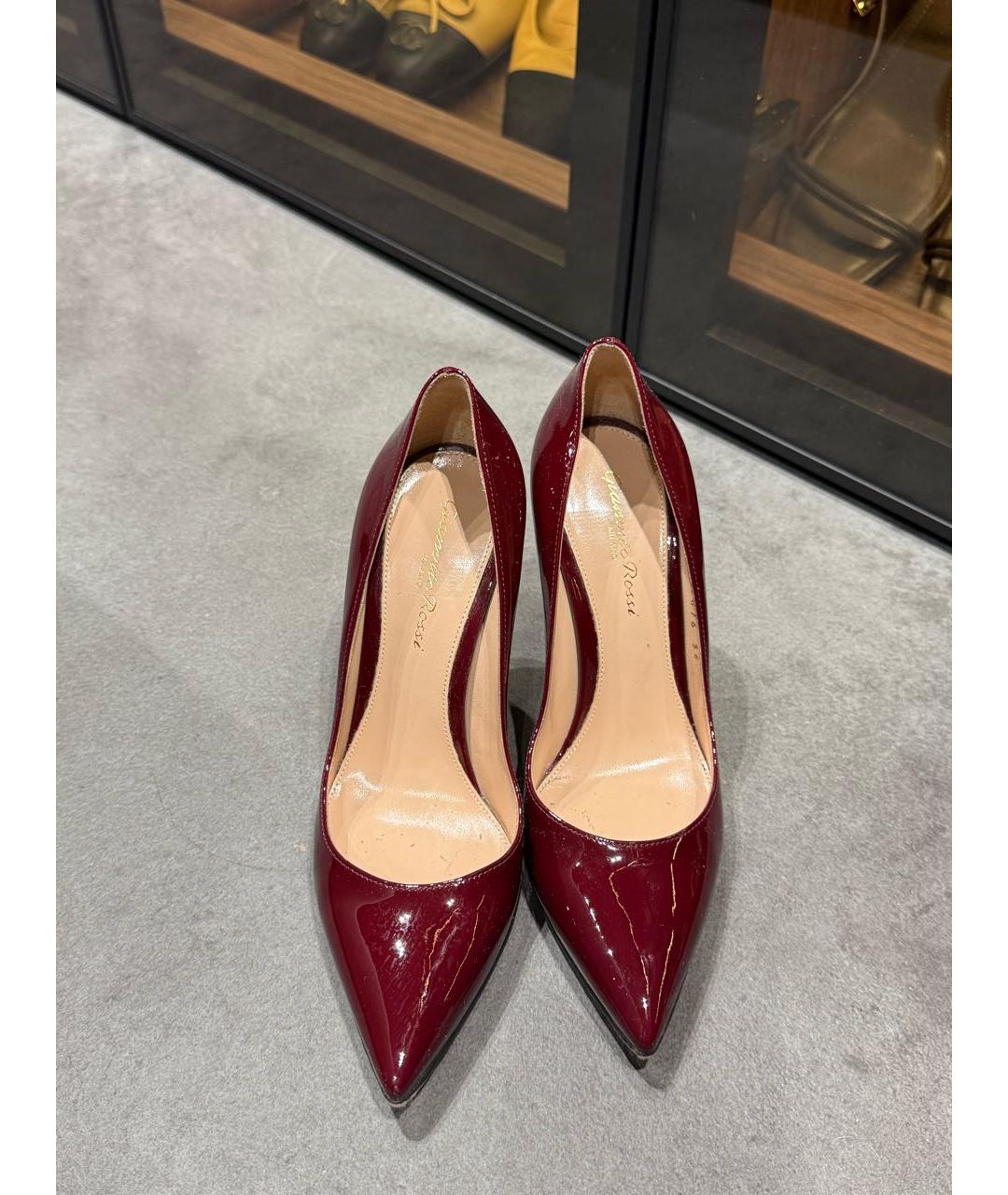 GIANVITO ROSSI Бордовые кожаные туфли, фото 2