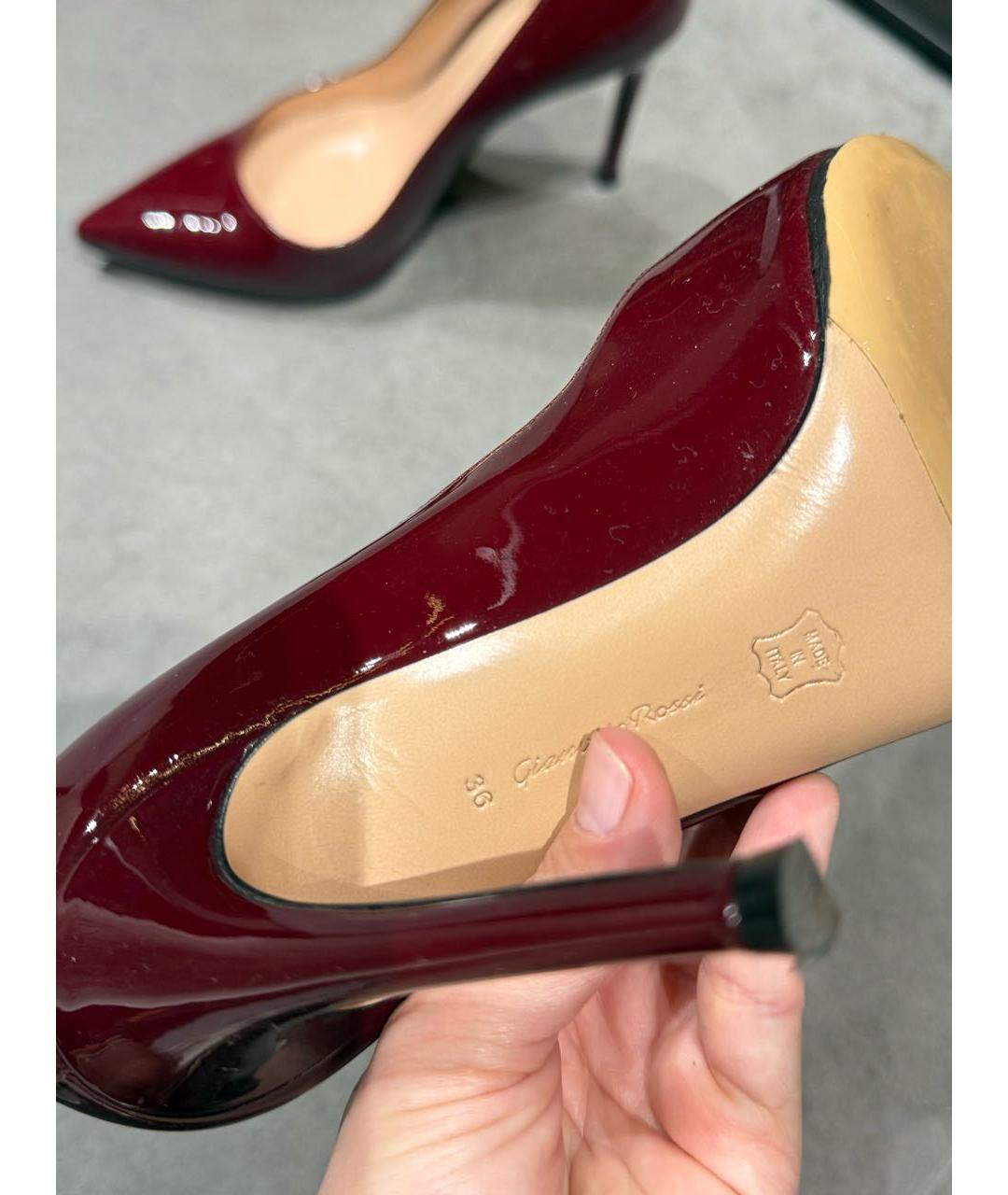 GIANVITO ROSSI Бордовые кожаные туфли, фото 3