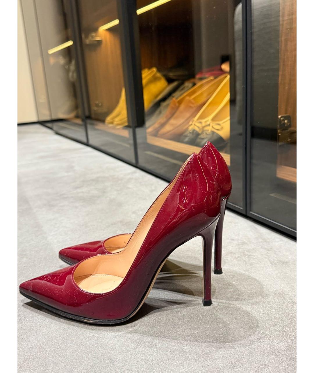 GIANVITO ROSSI Бордовые кожаные туфли, фото 5