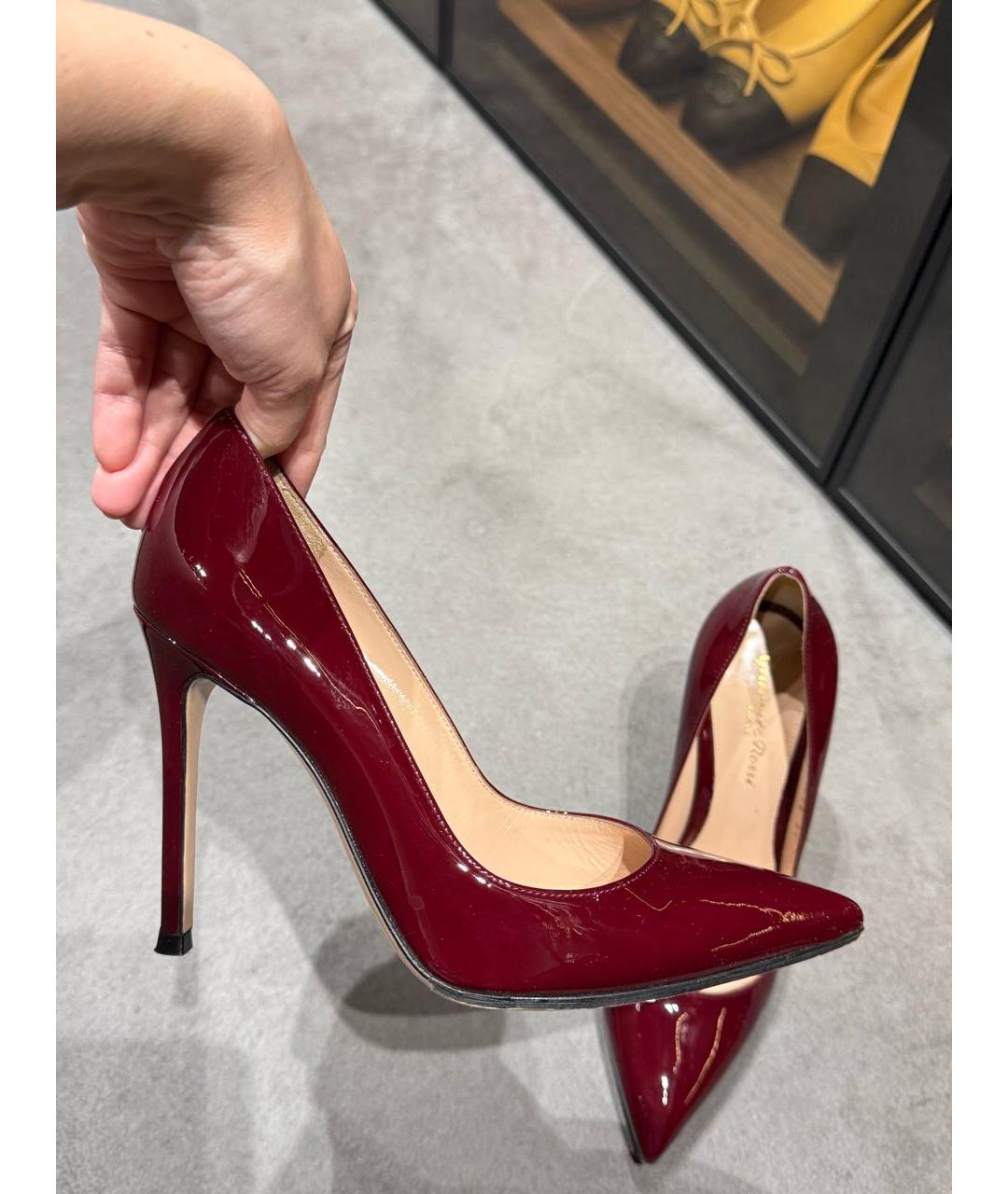 GIANVITO ROSSI Бордовые кожаные туфли, фото 6