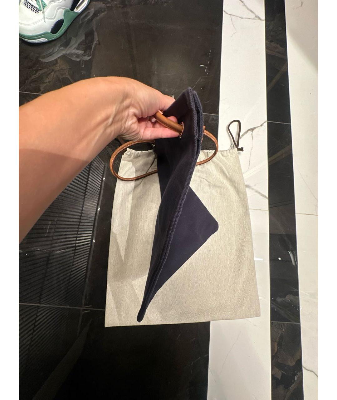 HERMES Темно-синяя хлопковая сумка тоут, фото 2