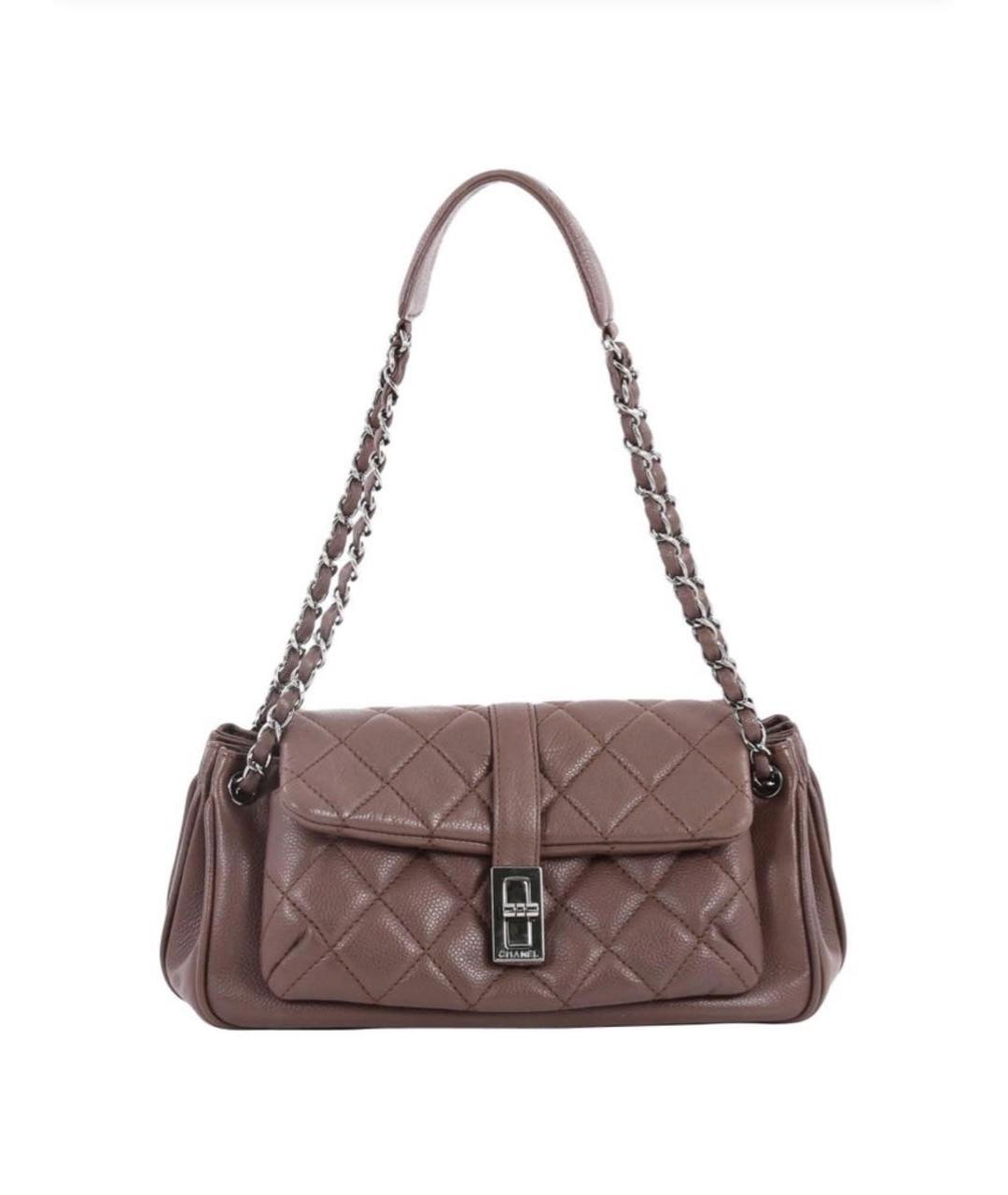 CHANEL Коричневая кожаная сумка через плечо, фото 9