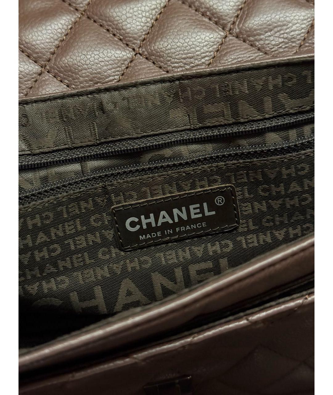 CHANEL Коричневая кожаная сумка через плечо, фото 7