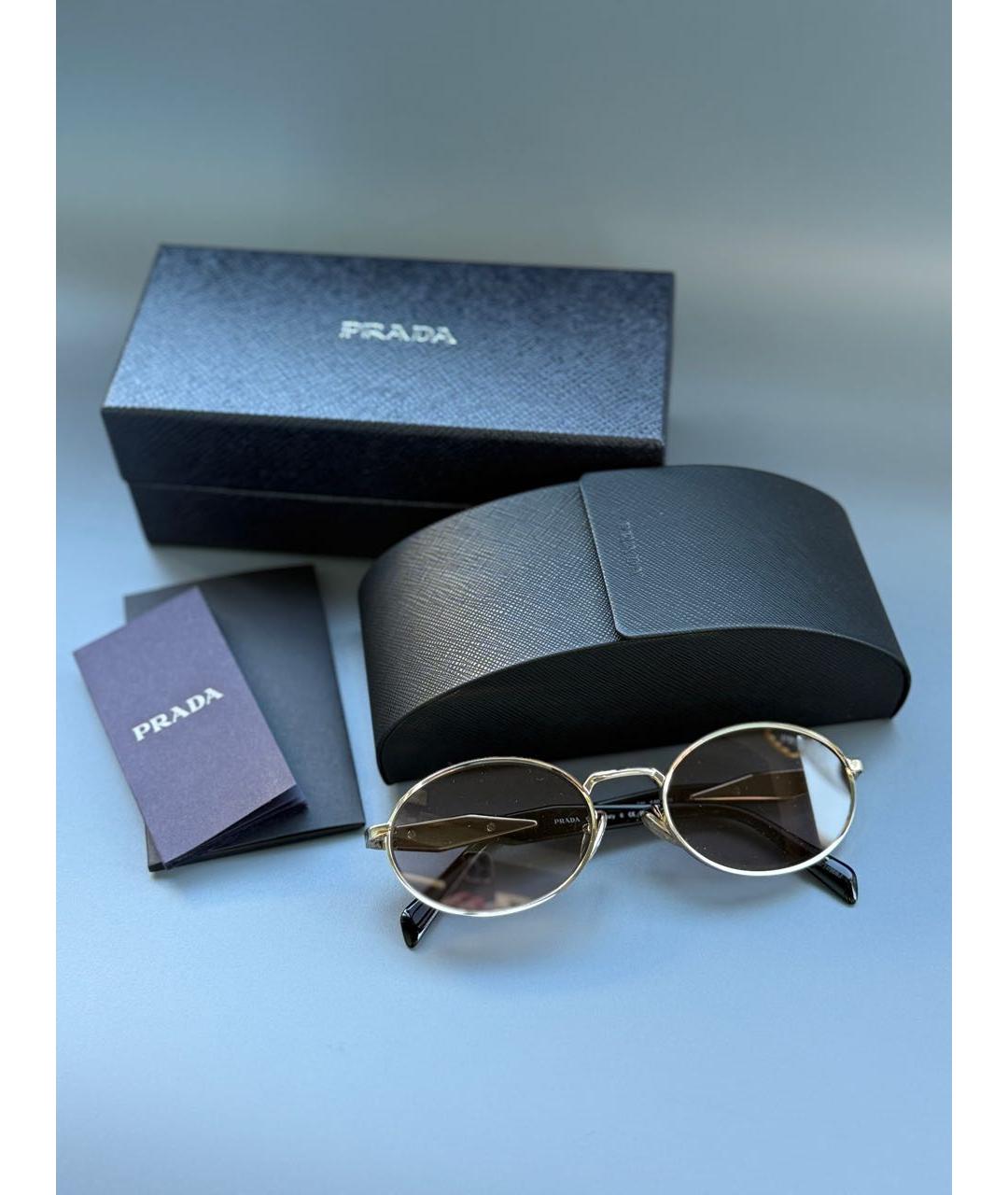 PRADA Коричневые металлические солнцезащитные очки, фото 6