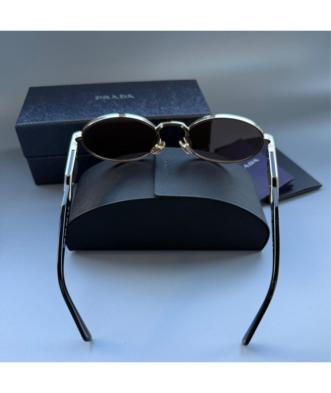PRADA Коричневые металлические солнцезащитные очки, фото 4