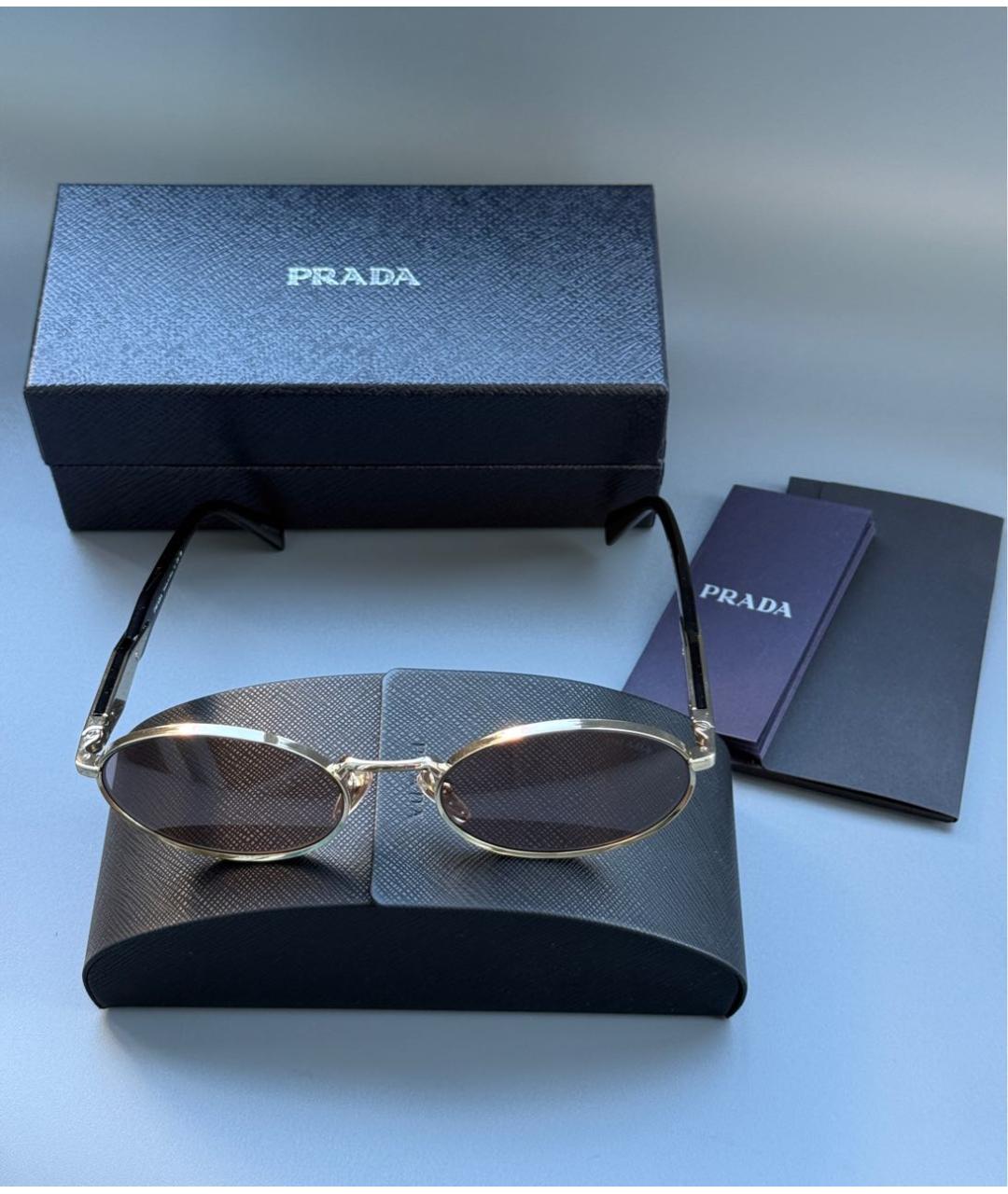 PRADA Коричневые металлические солнцезащитные очки, фото 2