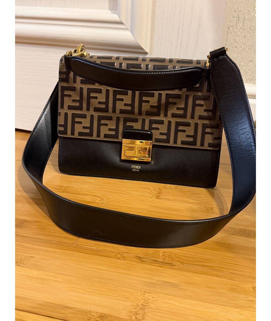 FENDI Черная кожаная сумка через плечо, фото 5