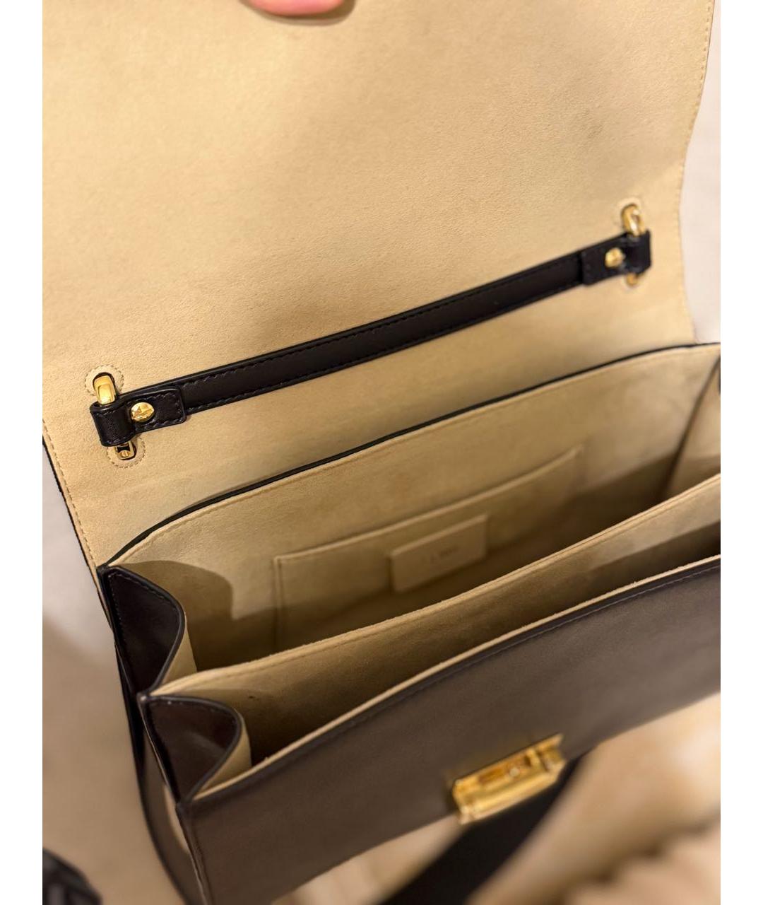 FENDI Черная кожаная сумка через плечо, фото 4