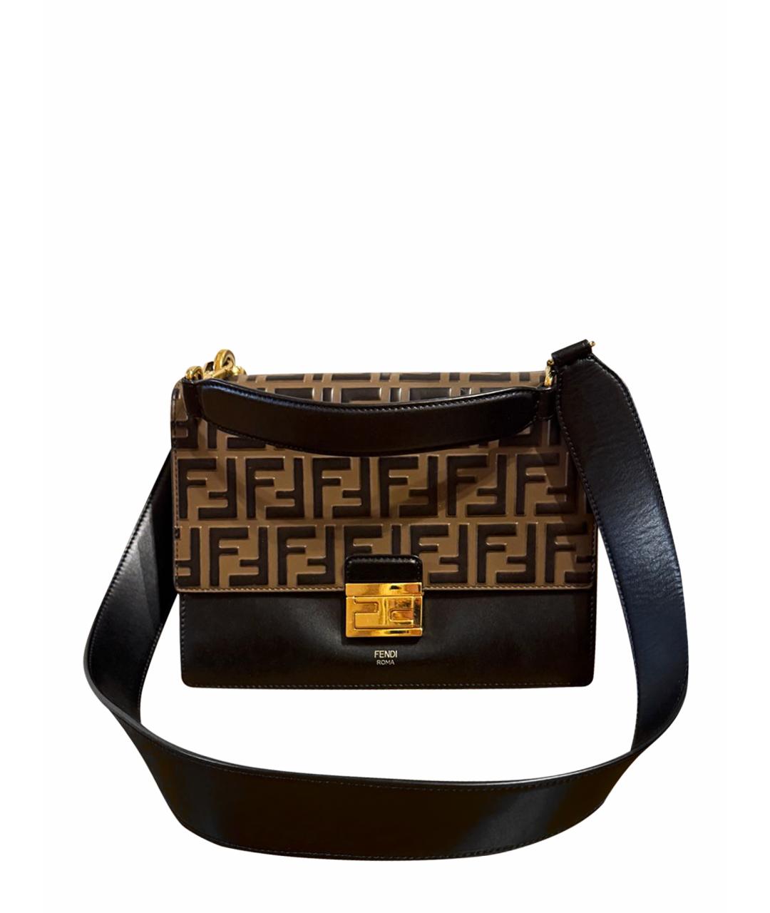 FENDI Черная кожаная сумка через плечо, фото 1