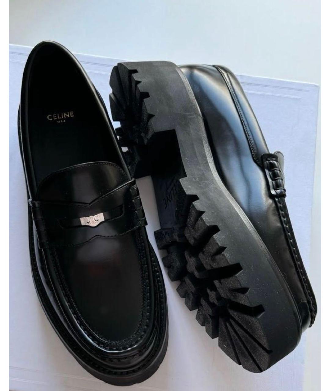 CELINE Черные кожаные лоферы, фото 3