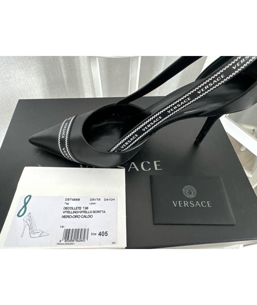 VERSACE Черные кожаные туфли, фото 6