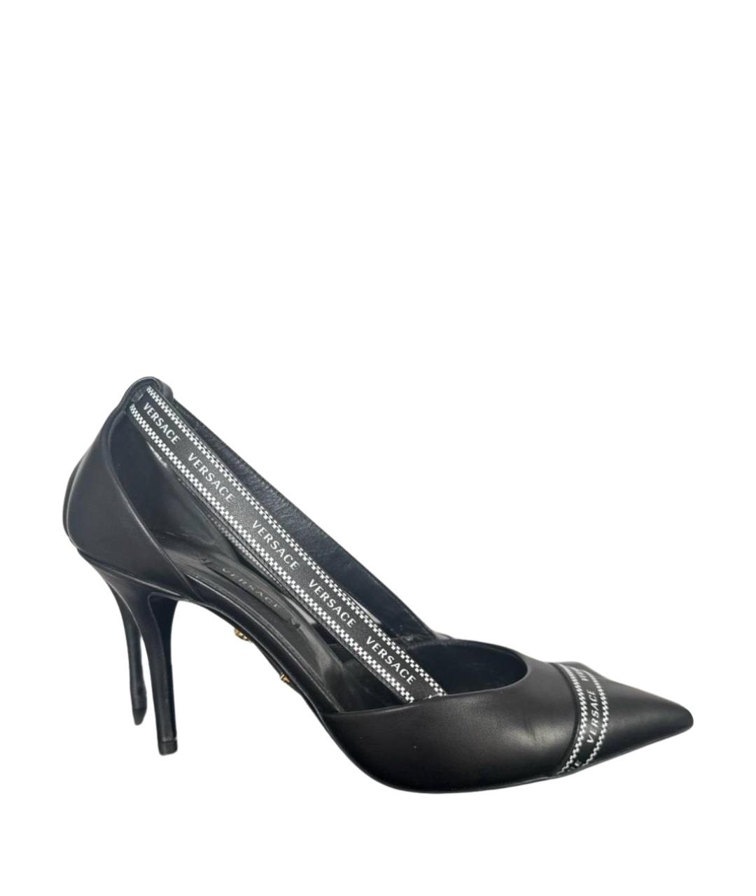 VERSACE Черные кожаные туфли, фото 1