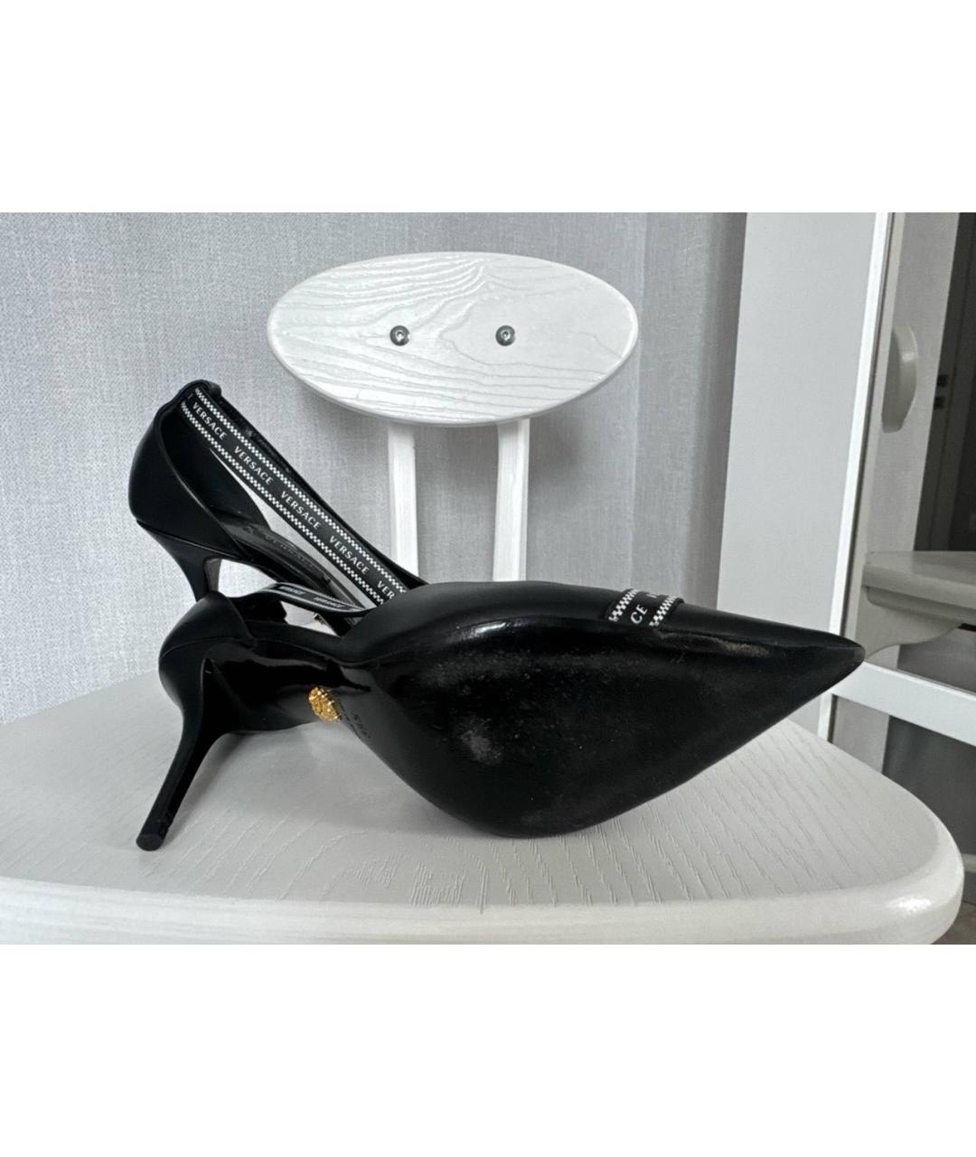 VERSACE Черные кожаные туфли, фото 5