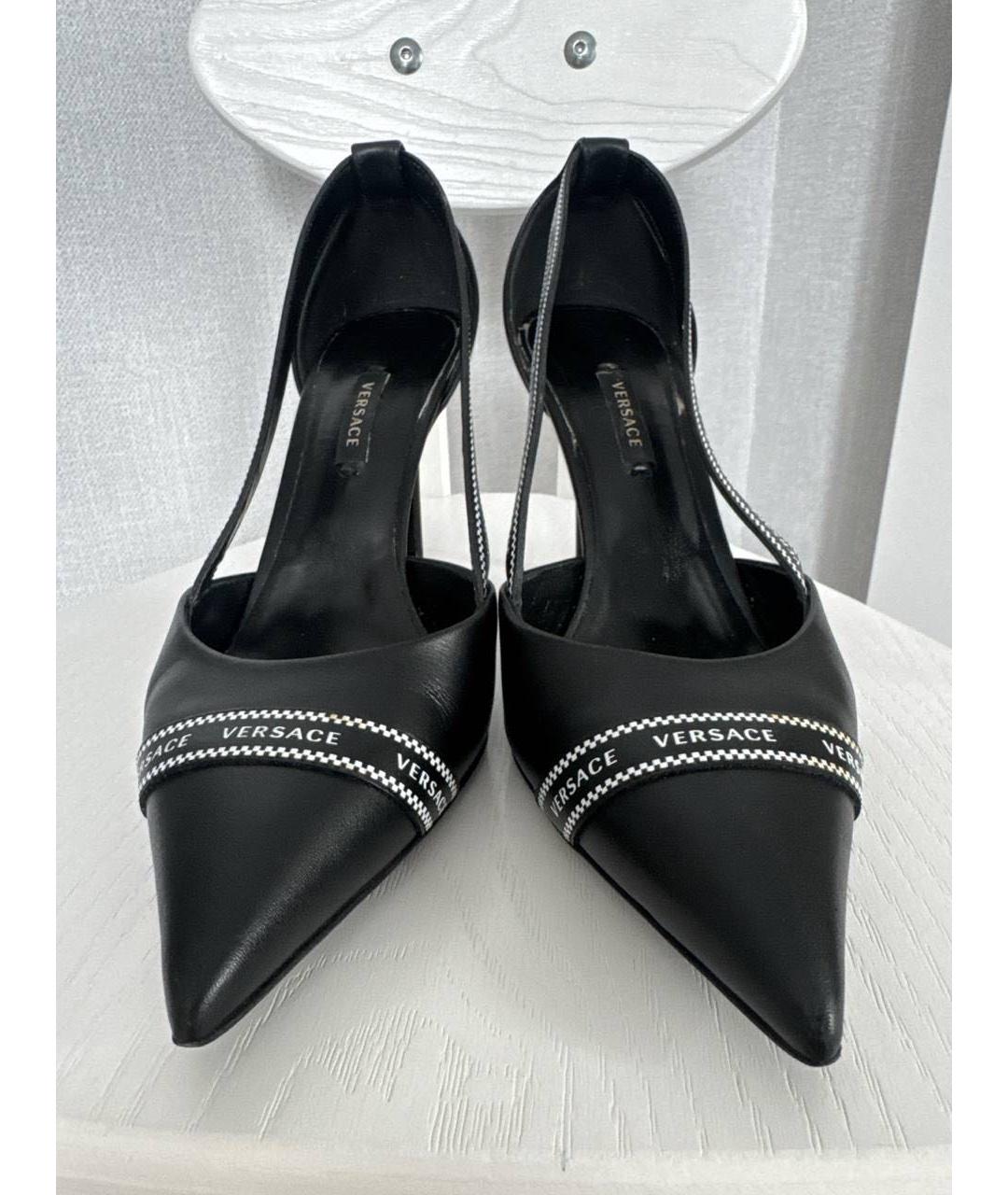 VERSACE Черные кожаные туфли, фото 2