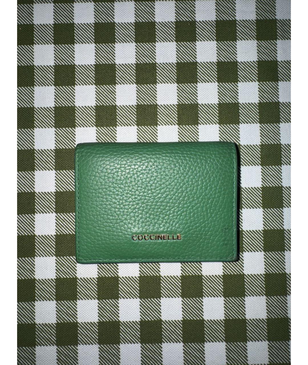 COCCINELLE Зеленый кожаный кошелек, фото 3