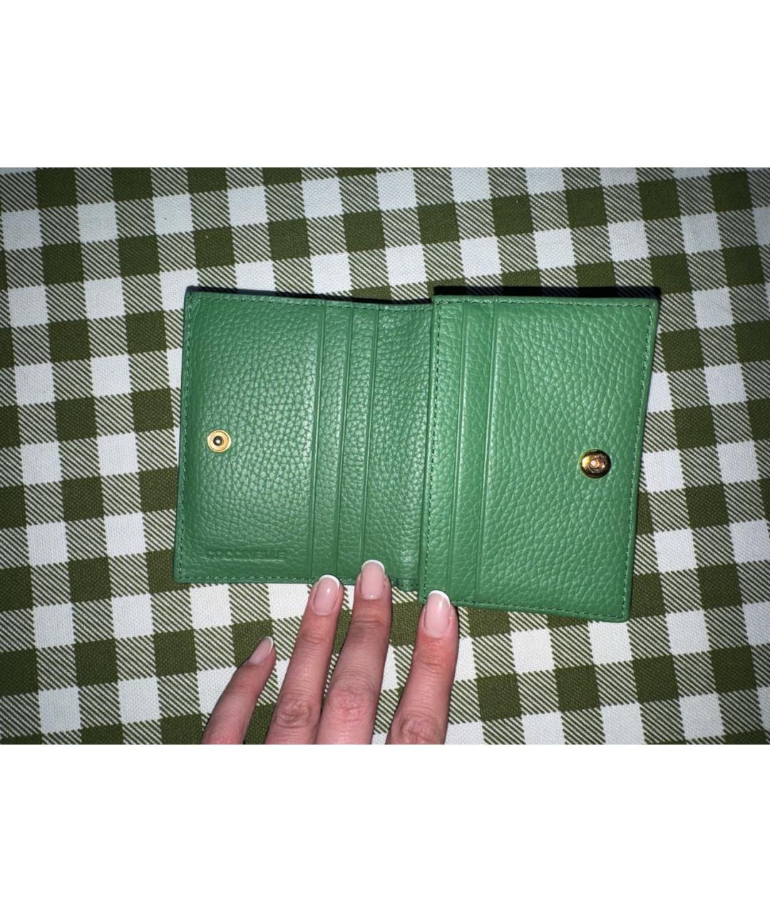 COCCINELLE Зеленый кожаный кошелек, фото 2