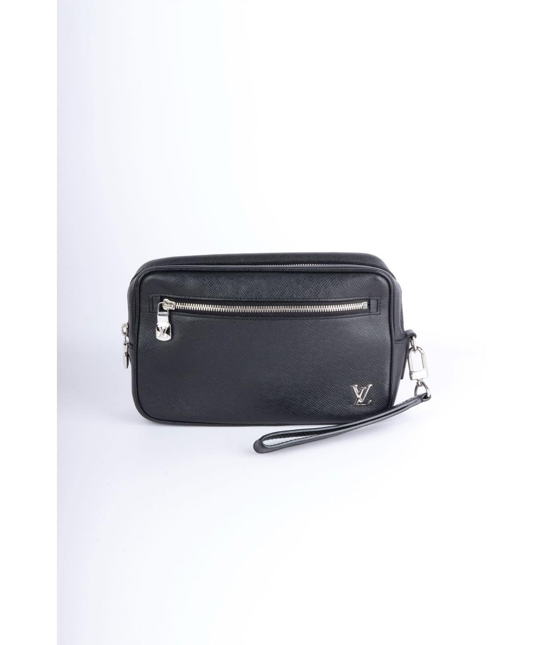 LOUIS VUITTON Черная кожаная барсетка, фото 8