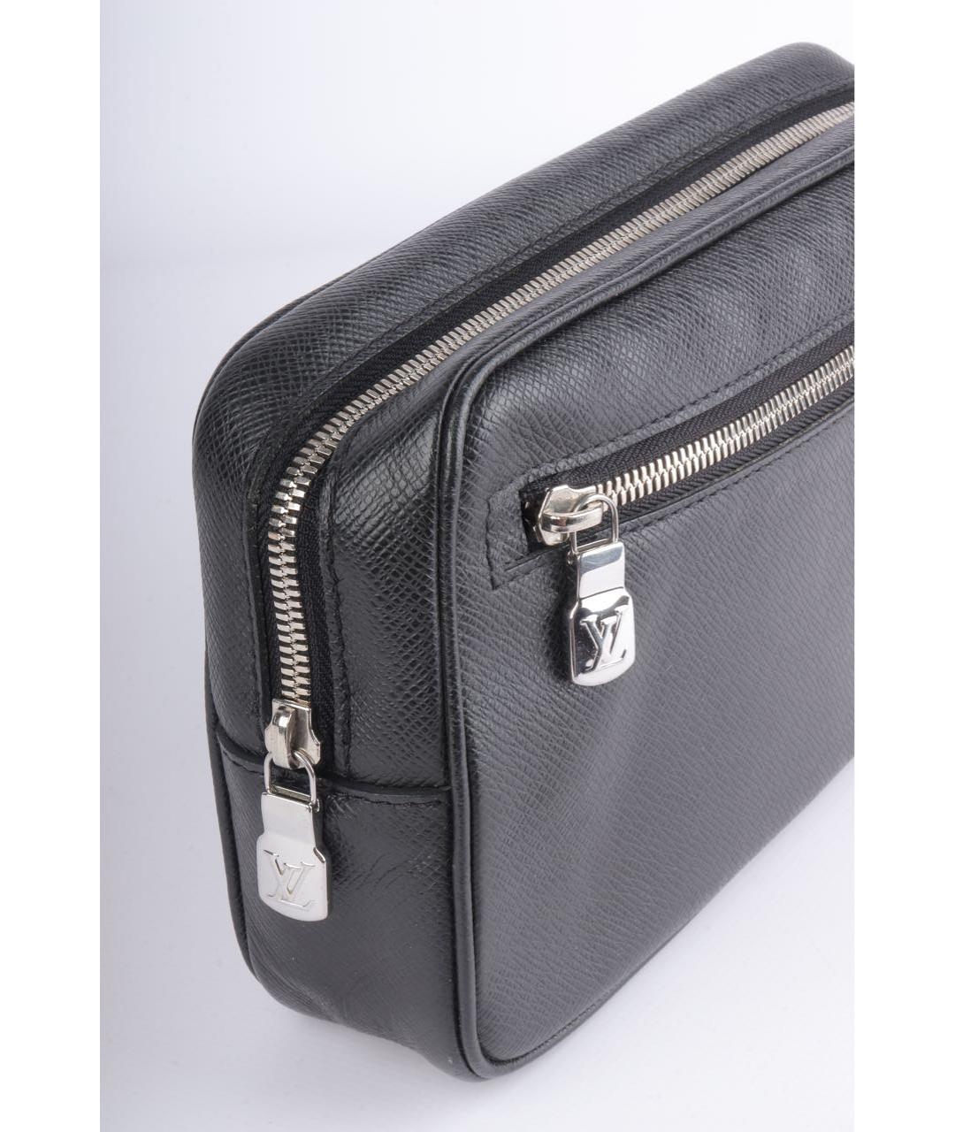 LOUIS VUITTON Черная кожаная барсетка, фото 5