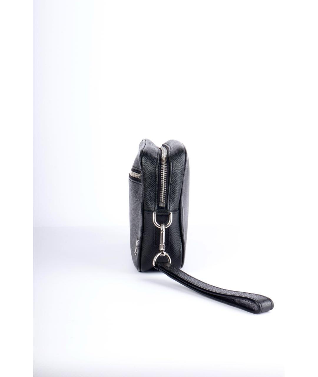 LOUIS VUITTON Черная кожаная барсетка, фото 4