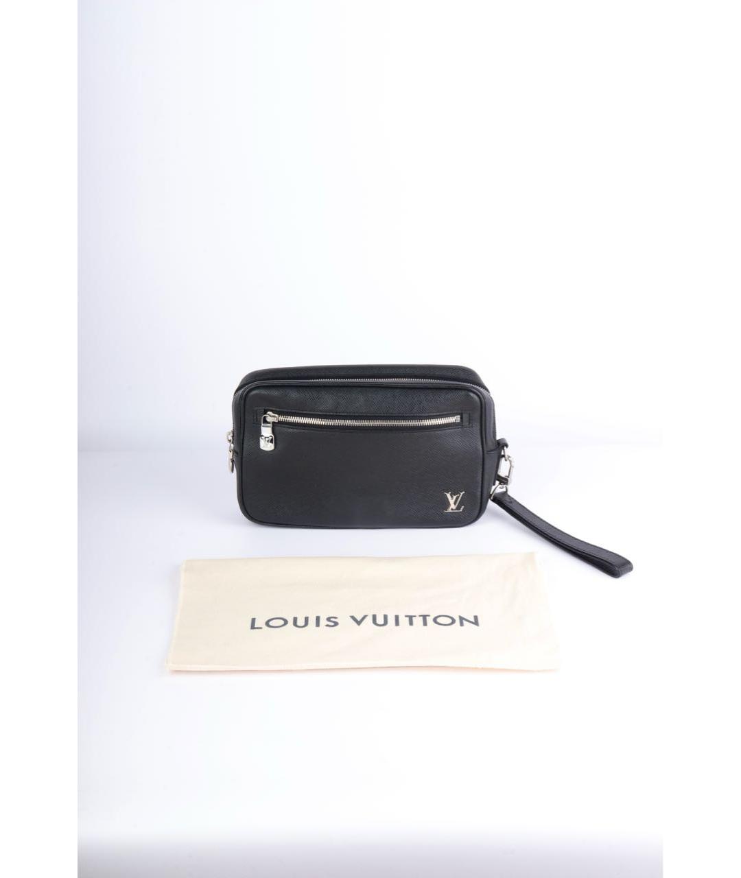 LOUIS VUITTON Черная кожаная барсетка, фото 2