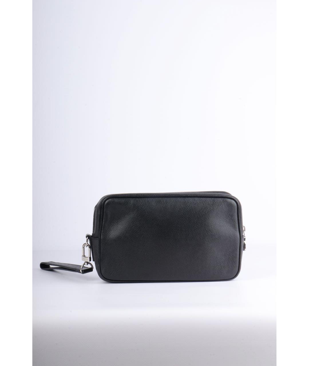 LOUIS VUITTON Черная кожаная барсетка, фото 3