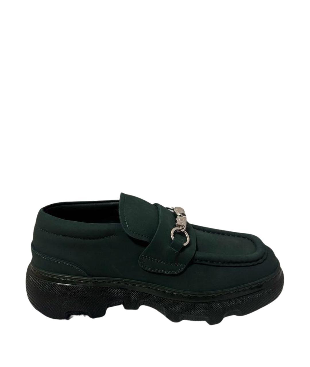 BURBERRY Зеленые нубуковые лоферы, фото 1