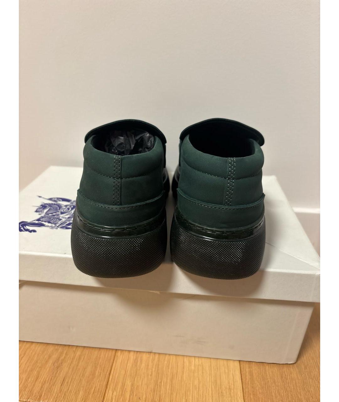 BURBERRY Зеленые нубуковые лоферы, фото 4
