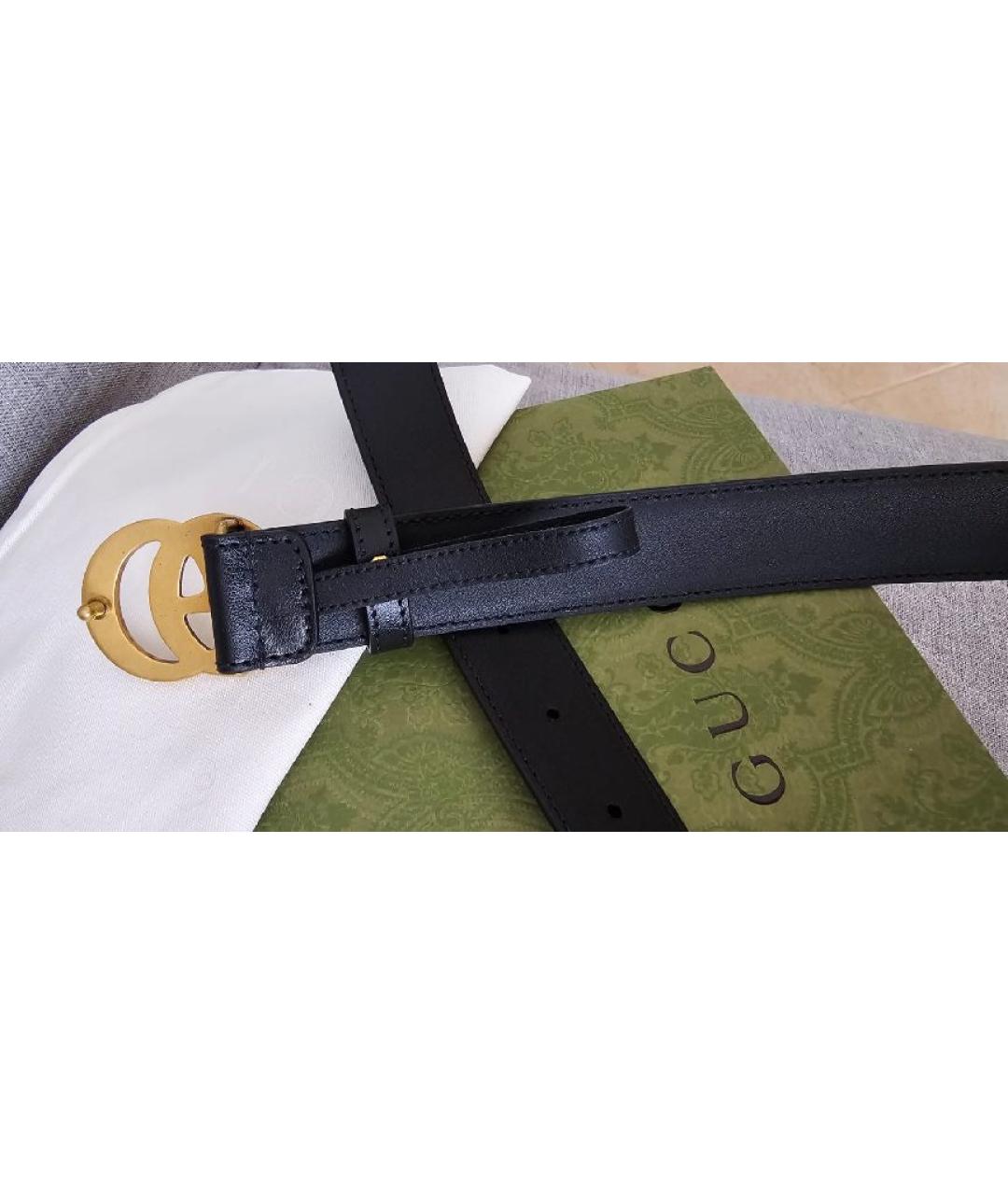 GUCCI Черный кожаный ремень, фото 5