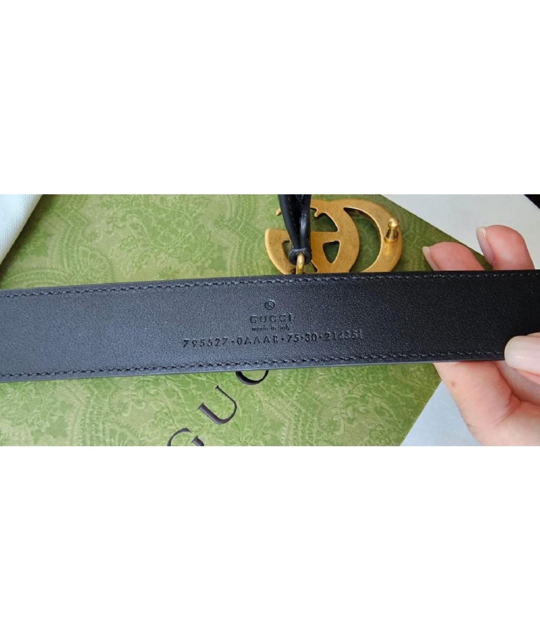 GUCCI Черный кожаный ремень, фото 3