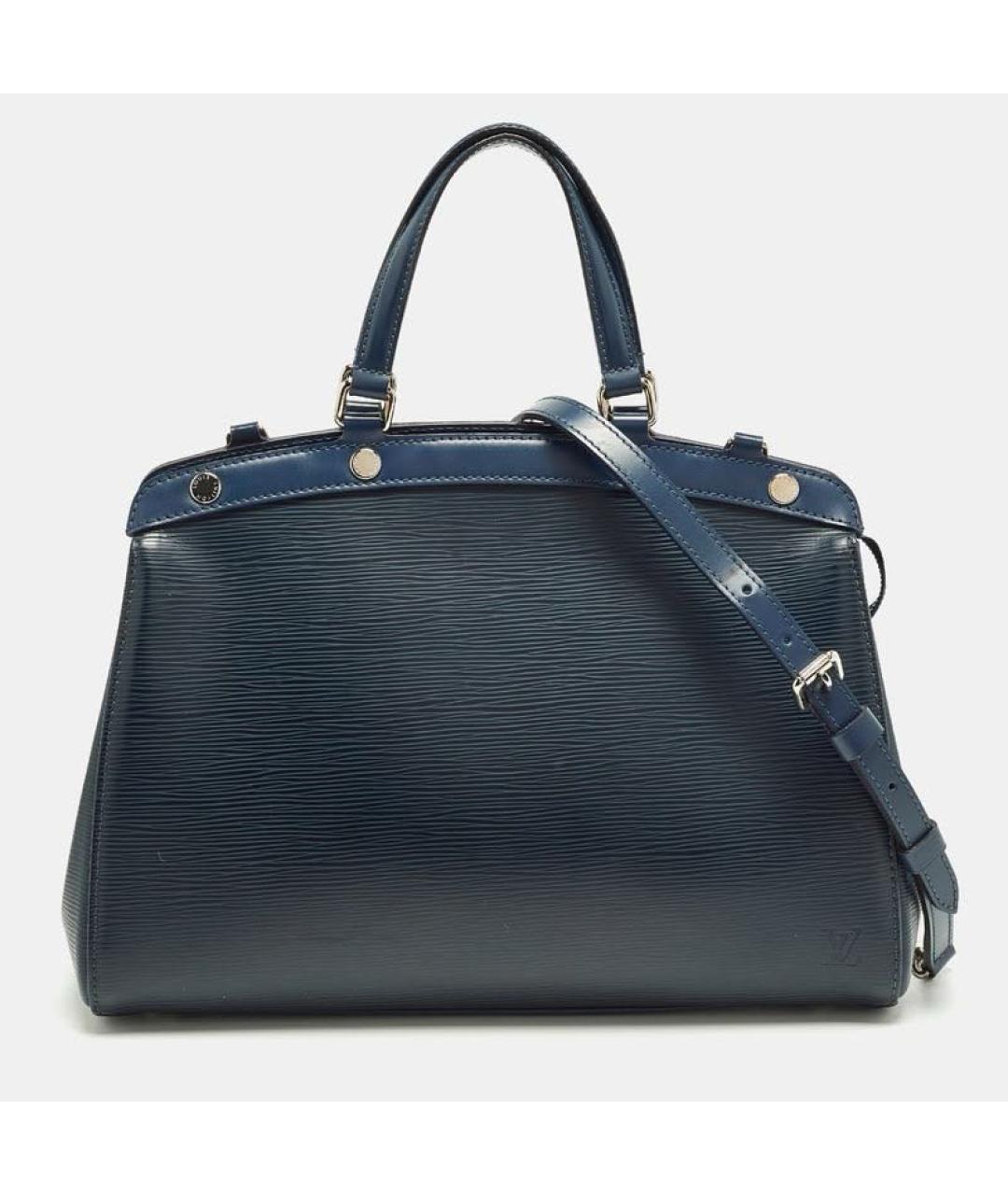 LOUIS VUITTON Темно-синяя кожаная сумка с короткими ручками, фото 4