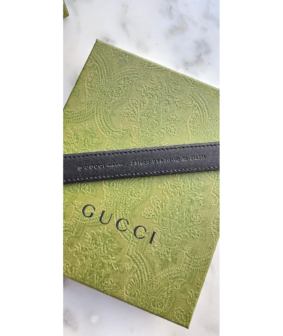 GUCCI Черный кожаный ремень, фото 3