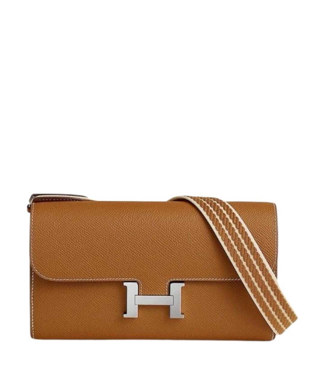 HERMES Оранжевая кожаная сумка через плечо, фото 1