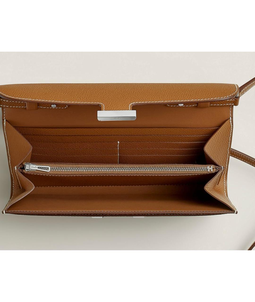 HERMES Оранжевая кожаная сумка через плечо, фото 4