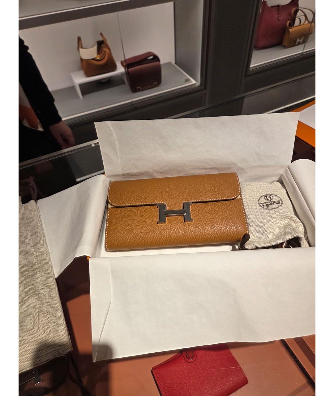 HERMES Оранжевая кожаная сумка через плечо, фото 2