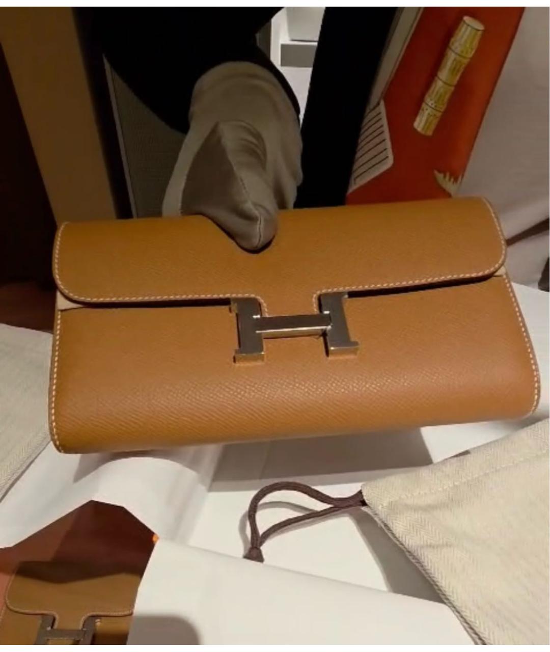 HERMES Оранжевая кожаная сумка через плечо, фото 3