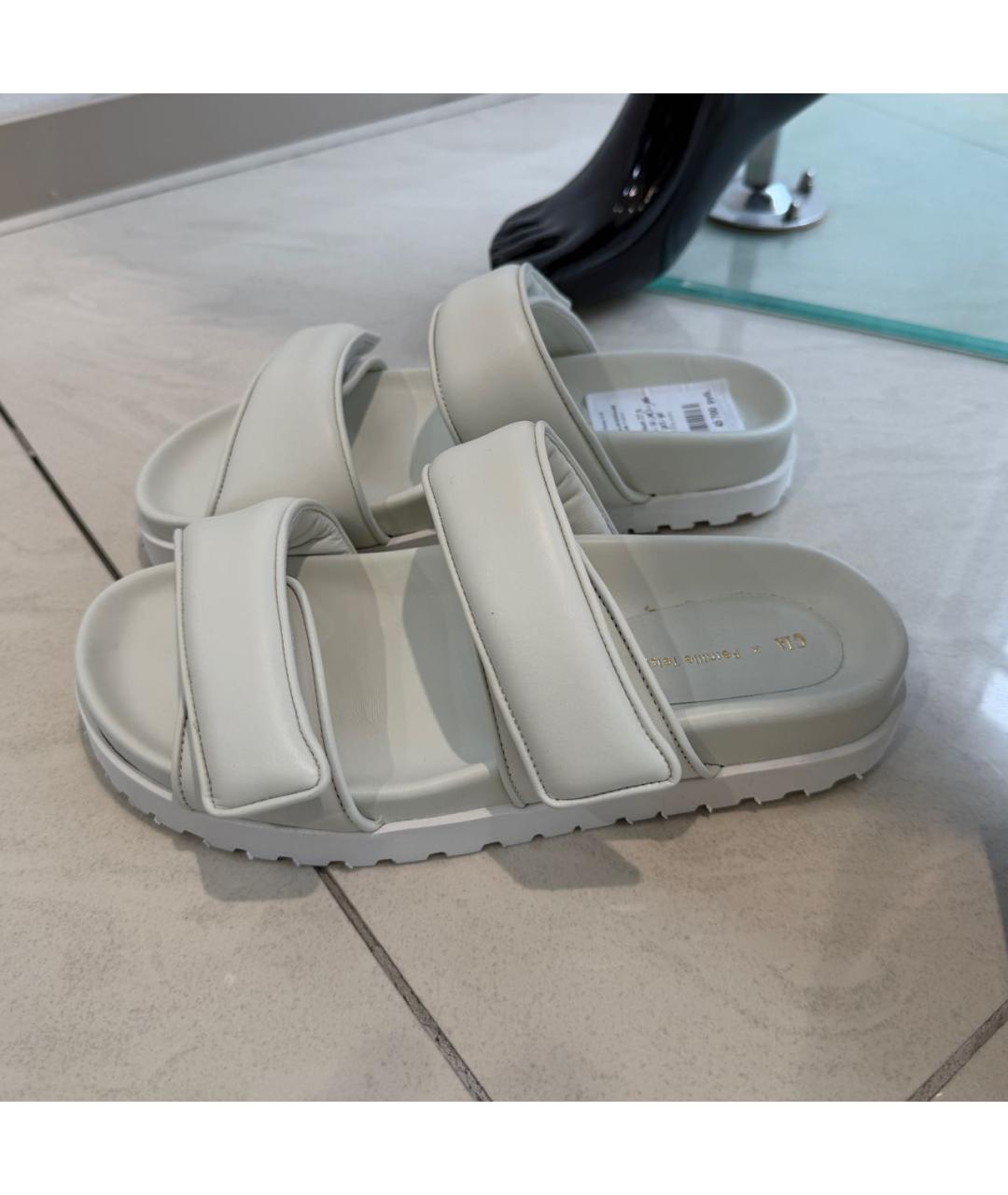 GIABORGHINI Серые кожаные шлепанцы, фото 6