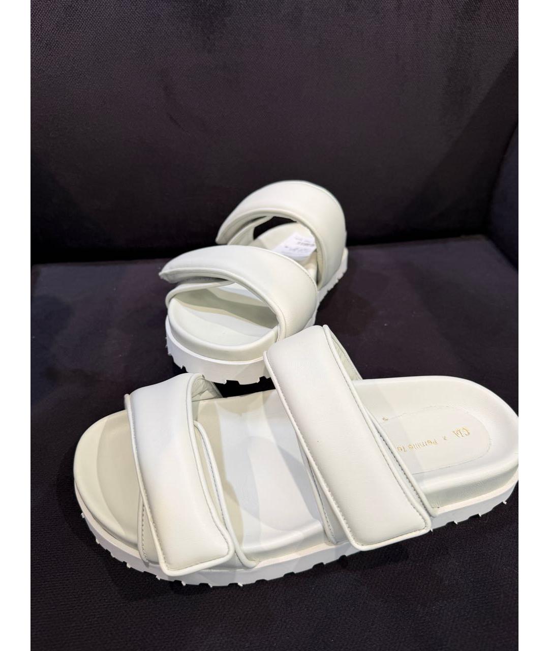 GIABORGHINI Серые кожаные шлепанцы, фото 3