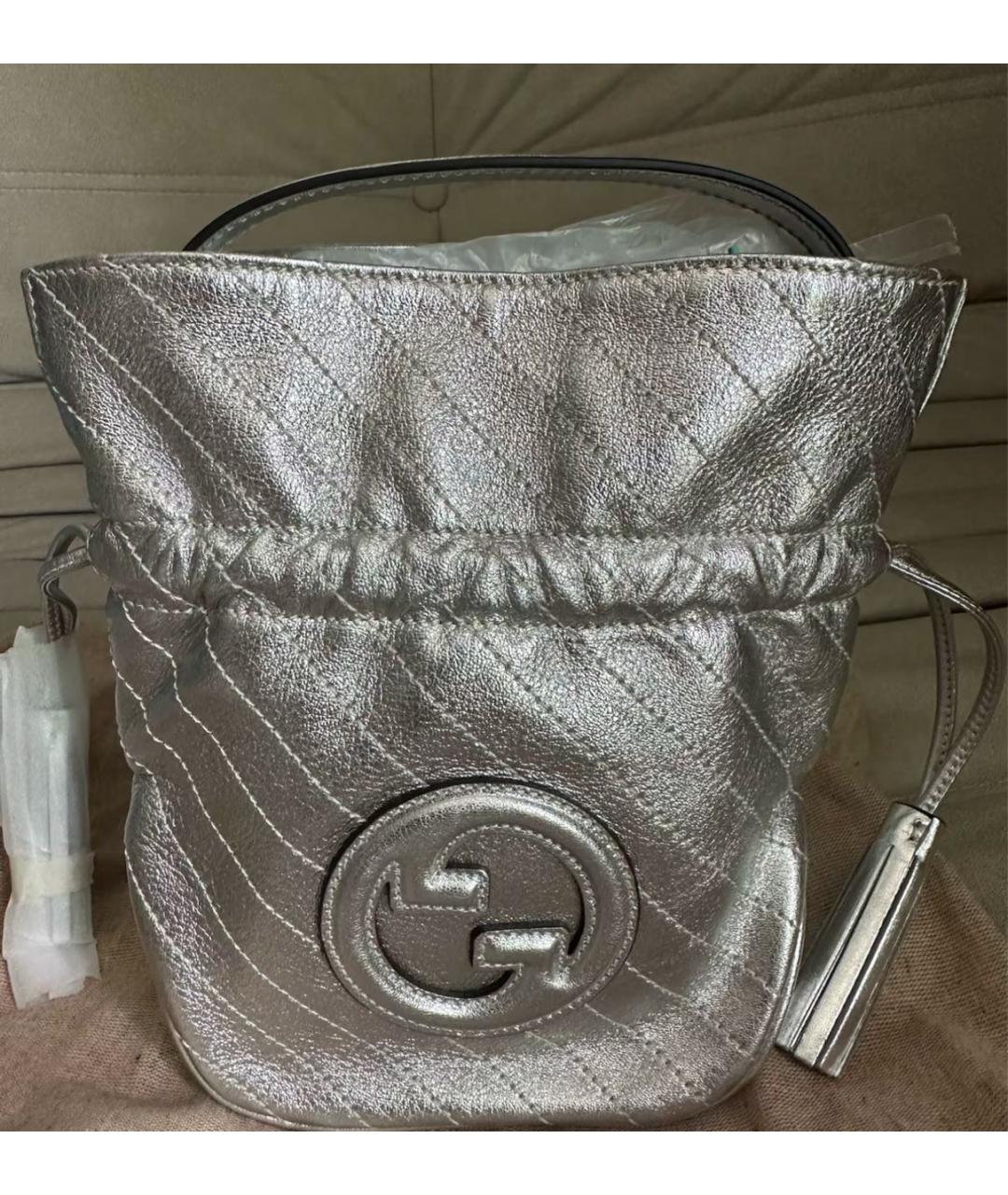 GUCCI Серебряная кожаная сумка через плечо, фото 3
