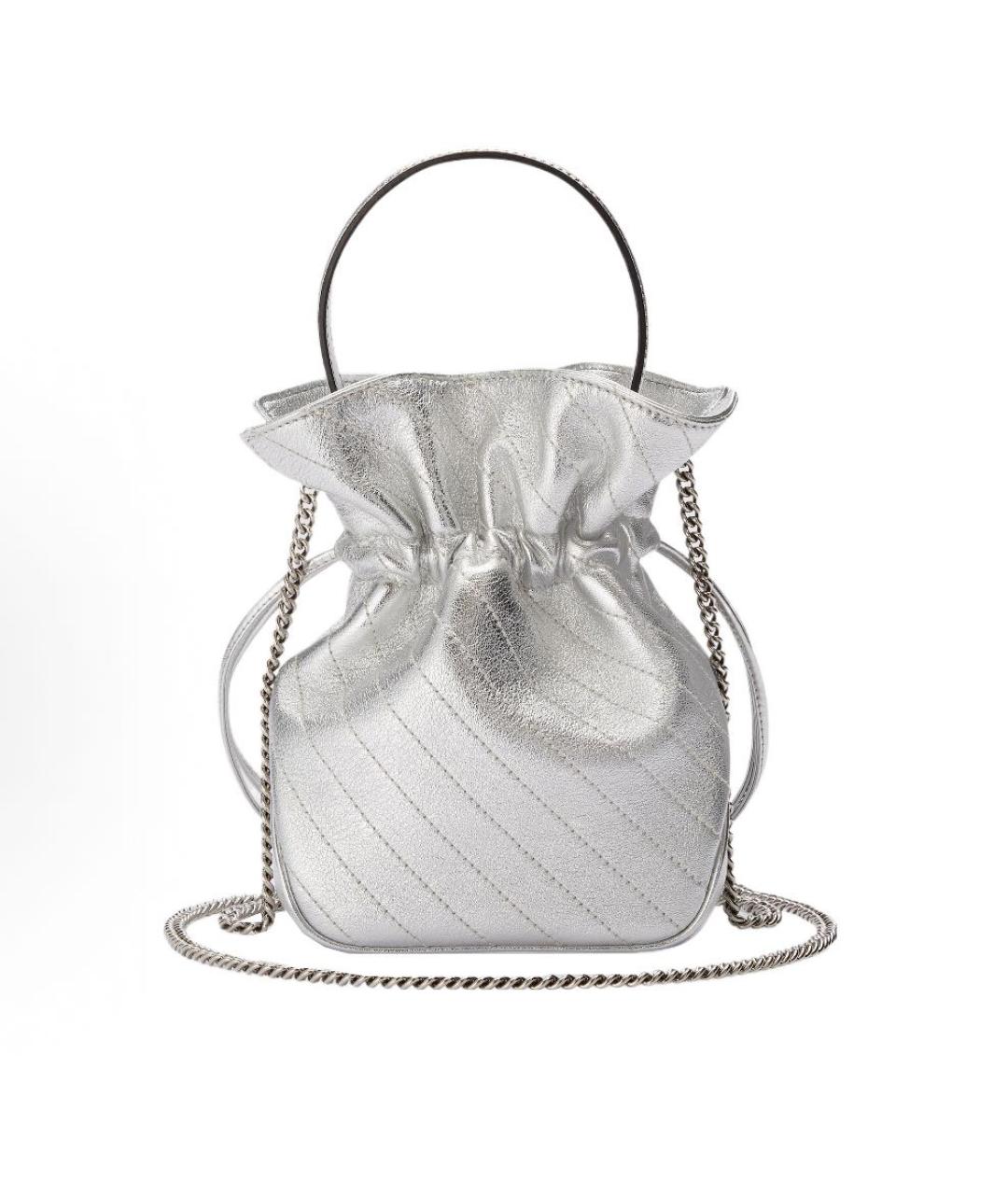 GUCCI Серебряная кожаная сумка через плечо, фото 6