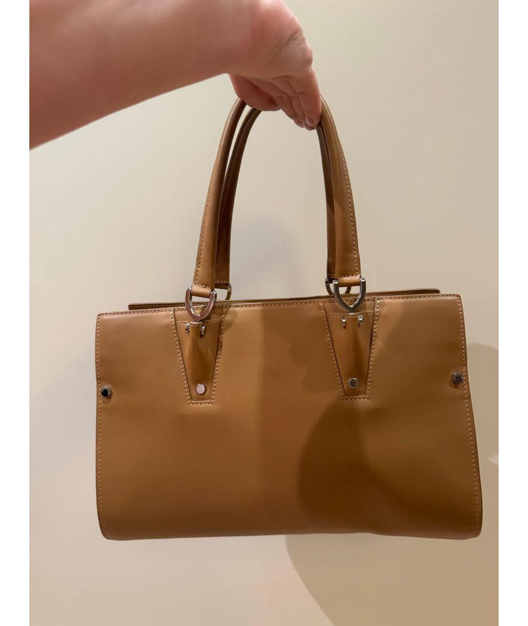 LONGCHAMP Коричневая кожаная сумка с короткими ручками, фото 2