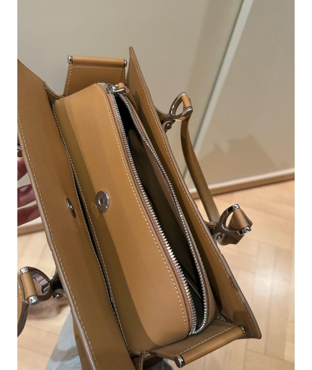 LONGCHAMP Коричневая кожаная сумка с короткими ручками, фото 3